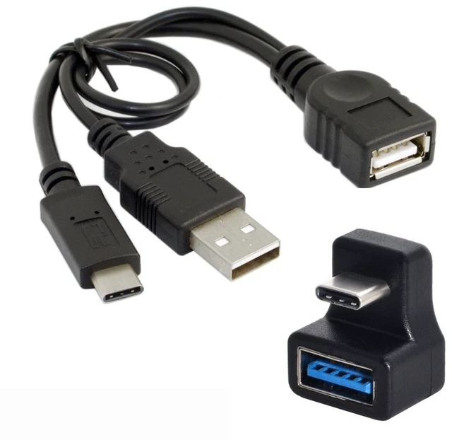 Main image of 180 Degree Up & Down Angled Type-C USB-C OTG to USB 3.0 Female Extension Adapter for Cell Phone & Tablet