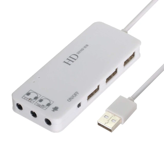 Alt view image 2 of 6 - USB2.0 to 3 Ports HUB & Audio 3.5mm Microphone CTIA OMTP for Laptop Computer