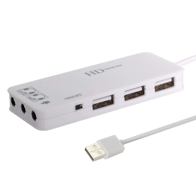 Alt view image 6 of 6 - USB2.0 to 3 Ports HUB & Audio 3.5mm Microphone CTIA OMTP for Laptop Computer