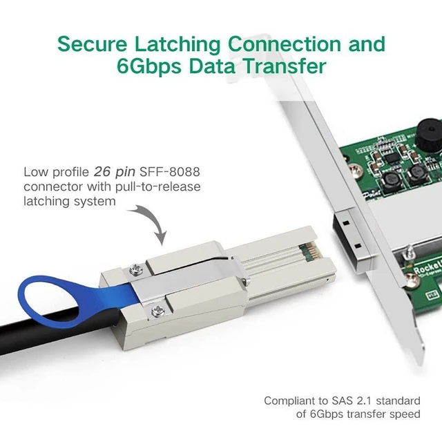 Alt view image 4 of 7 - External Mini SAS 26Pin 4X SFF-8088 to SFF 8088 4 Lane Data Disk Raid Multilane Cable 6Gbps