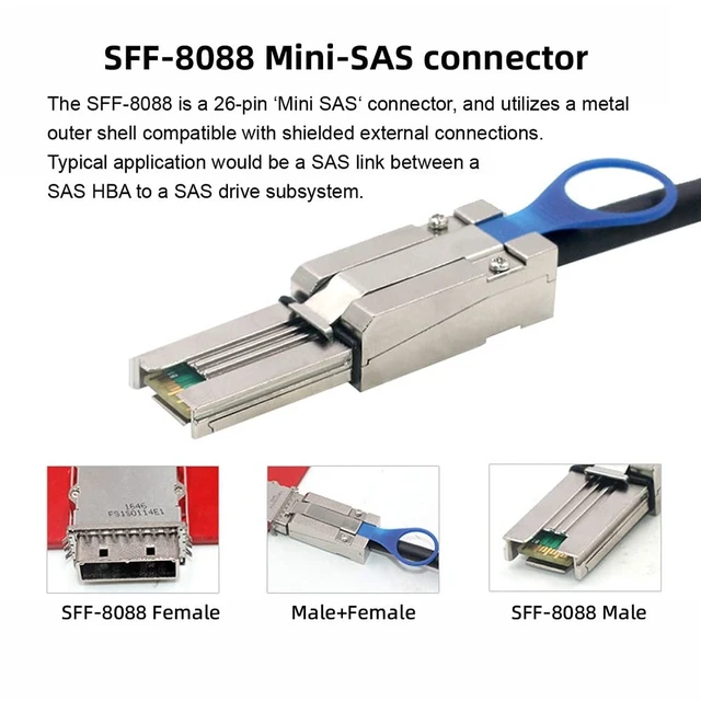Alt view image 6 of 7 - External Mini SAS 26Pin 4X SFF-8088 to SFF 8088 4 Lane Data Disk Raid Multilane Cable 6Gbps