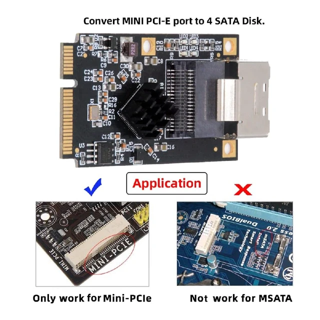 Alt view image 4 of 7 - MINI PCI-E Male to Mini SAS SFF-8087 Female 4 SATA Disk SATA 3.0 Protocol 6Gbps Converter for SSD