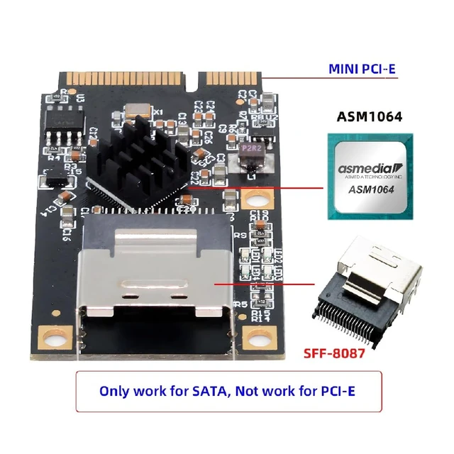 Alt view image 5 of 7 - MINI PCI-E Male to Mini SAS SFF-8087 Female 4 SATA Disk SATA 3.0 Protocol 6Gbps Converter for SSD