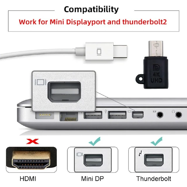 Alt view image 3 of 7 - Mini-DP Virtual Display 4K@17hz Adapter Mini Displayport Dummy Plug Headless Ghost Emulator Black