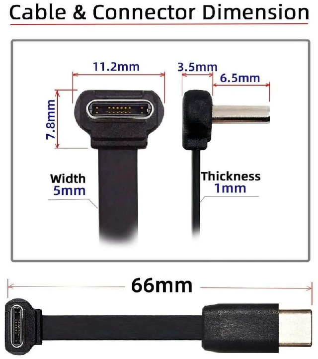 Alt view image 2 of 7 - Ultra Slim Flat Cable Male to Male for 65W Fast Charging & Data Sync Male to Female Extension for Laptops Tablets Phones