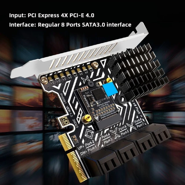 Alt view image 7 of 7 - PCIE 4.0 4X to 8Port SATA 3.0 6Gbps Storage Expansion Adapter Card