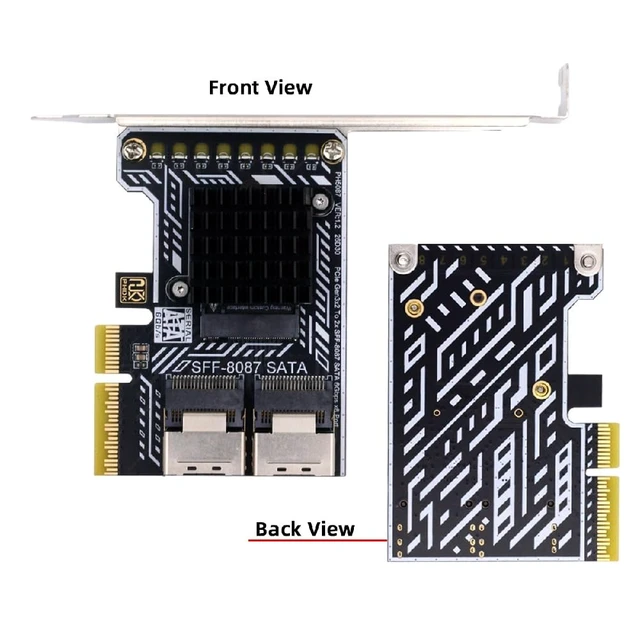 Alt view image 4 of 7 - PCIE 4.0 4X to Dual SFF8087 SATA 3.0 6Gbps 8 Ports Drive Expansion Adapter Card with Two Cables