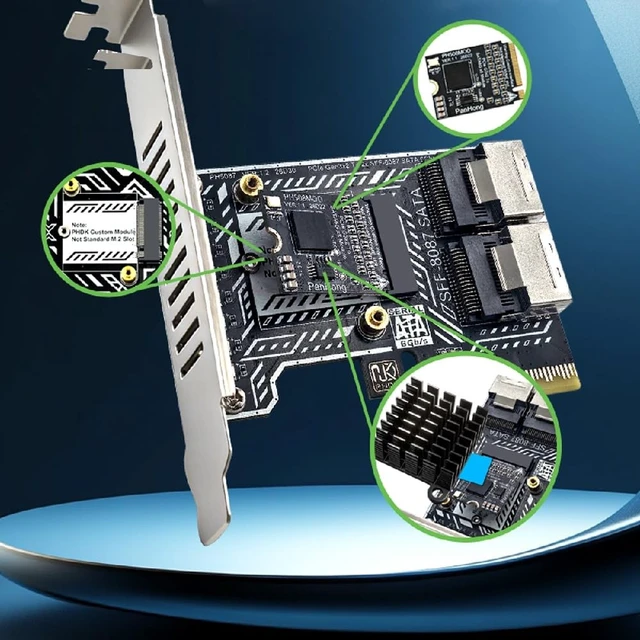 Alt view image 6 of 7 - PCIE 4.0 4X to Dual SFF8087 SATA 3.0 6Gbps 8 Ports Drive Expansion Adapter Card with Two Cables