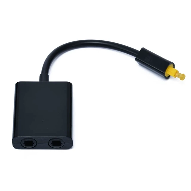 Alt view image 2 of 7 - Dual Port Toslink Digital Optical Audio Splitter Adapter Fiber Optic Audio Cable 1 in 2 Out Black