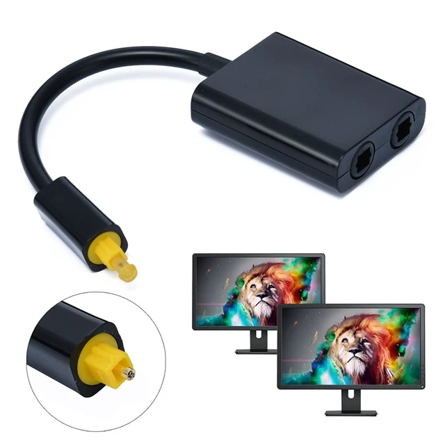 Alt view image 4 of 7 - Dual Port Toslink Digital Optical Audio Splitter Adapter Fiber Optic Audio Cable 1 in 2 Out Black