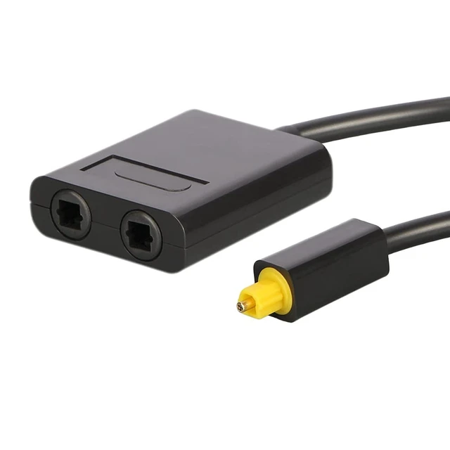 Alt view image 6 of 7 - Dual Port Toslink Digital Optical Audio Splitter Adapter Fiber Optic Audio Cable 1 in 2 Out Black