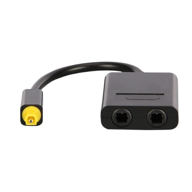 Alt view image 7 of 7 - Dual Port Toslink Digital Optical Audio Splitter Adapter Fiber Optic Audio Cable 1 in 2 Out Black