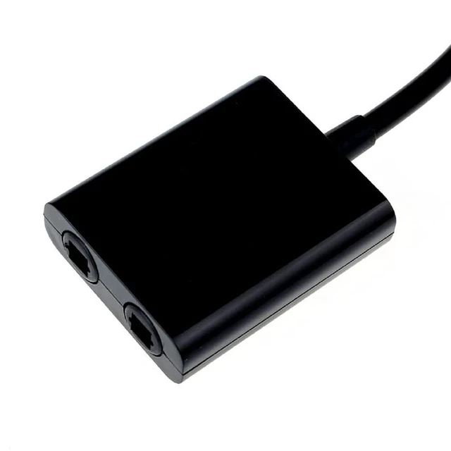 Alt view image 5 of 7 - Dual Port Toslink Digital Optical Audio Splitter Adapter Fiber Optic Audio Cable 1 in 2 Out Black