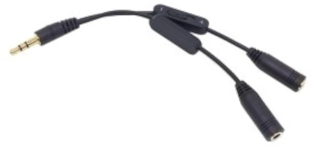 Main image of Black 3.5mm Stereo Male to Double 3.5mm Female Audio Headphone Y Splitter Cable with Volume Switch