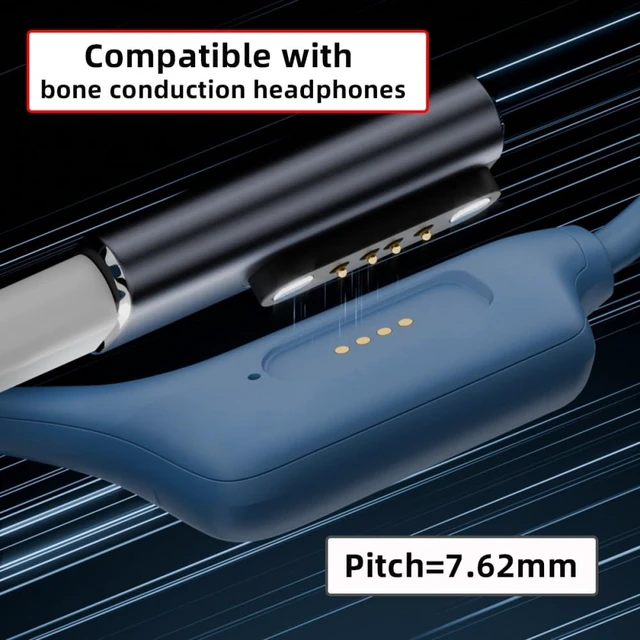 Alt view image 6 of 7 - 2pcst USB Type-C Magnetic Charging Smart Watch Adapter to Pitch 7.62mm with 2-Pin 4-Pin Compatible with Bone Conduction Headphone