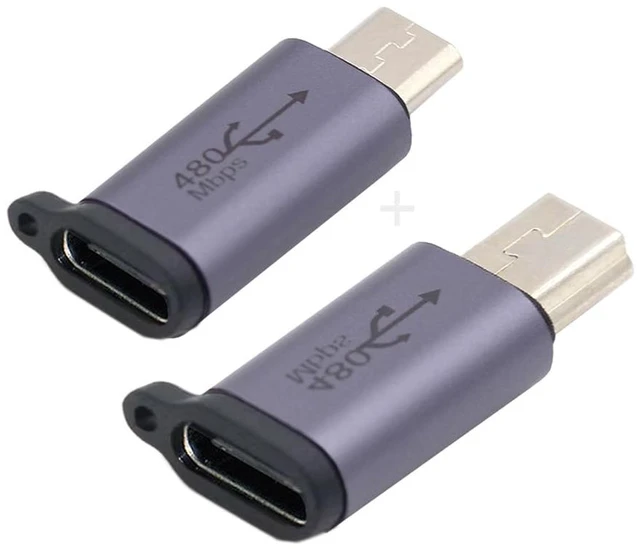Main image of 2pcs/lot 480Mbps USB2.0 Type C to Micro Mini USB Female to Male Data Power Adapter Reversible Design with Chain Holes