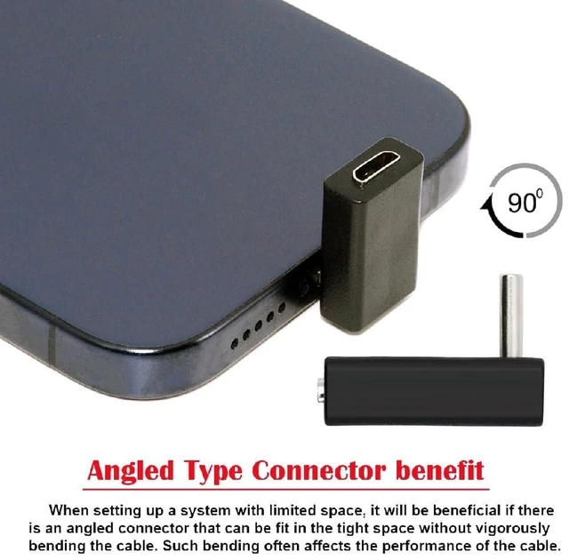 Alt view image 2 of 7 - 2pcs/lot USB-C USB2.0 Type-C 480Mbps Male to Micro USB Female Power Data Adapter Up Angled 90 Degree Type