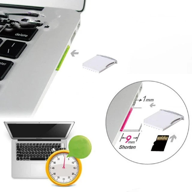 Alt view image 5 of 6 - Micro SD TF to SD Card Kit Mini Adaptor for Extra Storage Air/Pro/Retina White