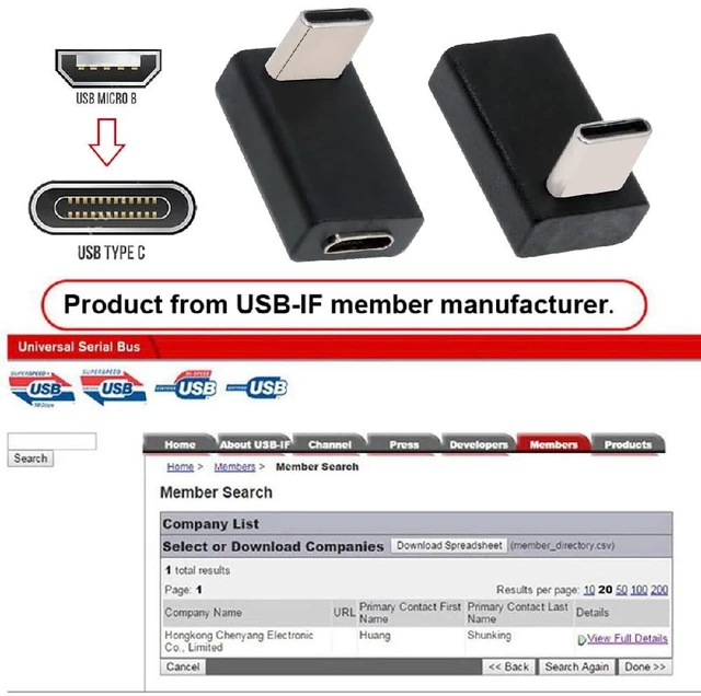 Alt view image 5 of 7 - 2pcs/lot USB-C USB2.0 Type-C 480Mbps Male to Micro USB Female Power Data Adapter Up Angled 90 Degree Type