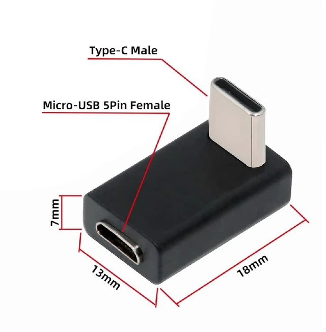 Alt view image 6 of 7 - 2pcs/lot USB-C USB2.0 Type-C 480Mbps Male to Micro USB Female Power Data Adapter Up Angled 90 Degree Type