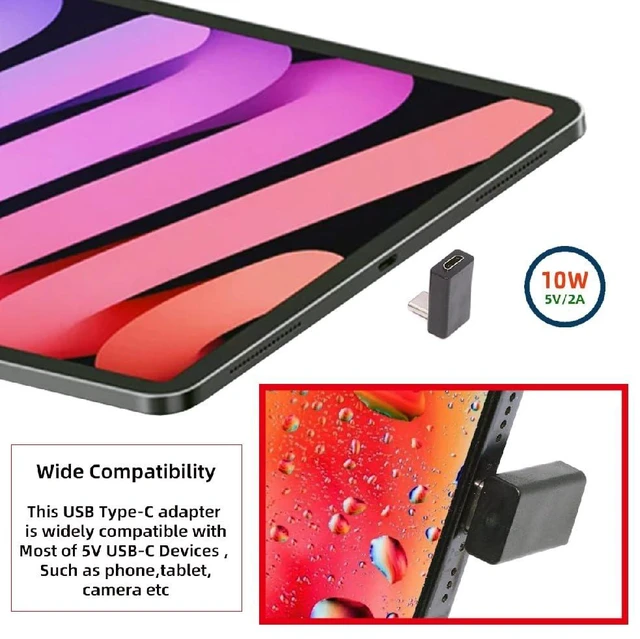 Alt view image 7 of 7 - 2pcs/lot USB-C USB2.0 Type-C 480Mbps Male to Micro USB Female Power Data Adapter Up Angled 90 Degree Type