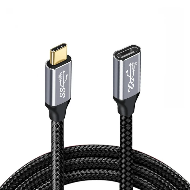 Alt view image 7 of 7 - USB-C USB 3.1 Type-C Male to Female Extension Data Cable 10Gbps 100W with Sleeve for Laptop Phone 20CM