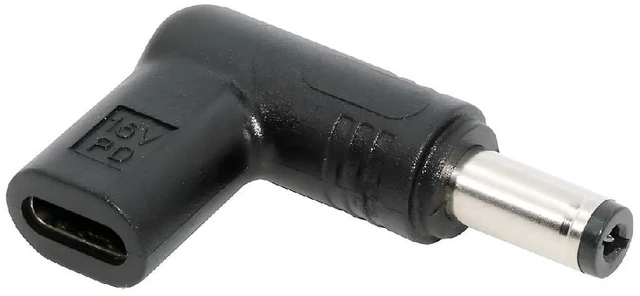 Main image of 90 Degree Angled USB-C Female to DC 15V 5.5x2.1mm Plug PD Trigger Emulator Adapter
