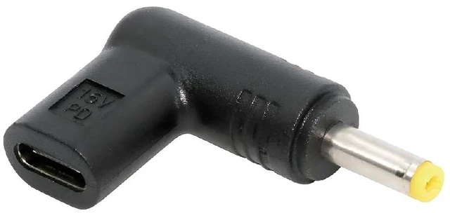 Main image of 90 Degree Angled USB-C Female to DC 15V 4.0x1.7mm Plug PD Trigger Emulator Adapter