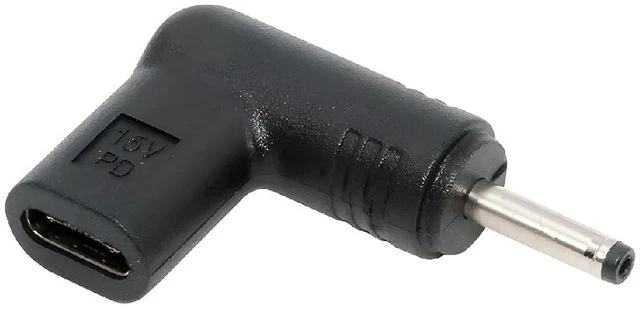 Main image of 90 Degree Angled USB-C Female to DC 15V 3.0x1.1mm Plug PD Trigger Emulator Adapter