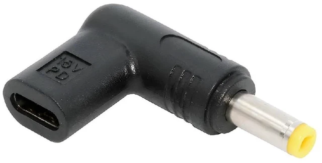 Main image of 90 Degree Angled USB-C Female to DC 15V 4.8x1.7mm Plug PD Trigger Emulator Adapter