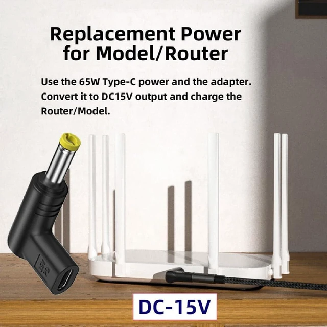 Alt view image 4 of 7 - 90 Degree Angled USB-C Female to DC 15V 4.0x1.7mm Plug PD Trigger Emulator Adapter