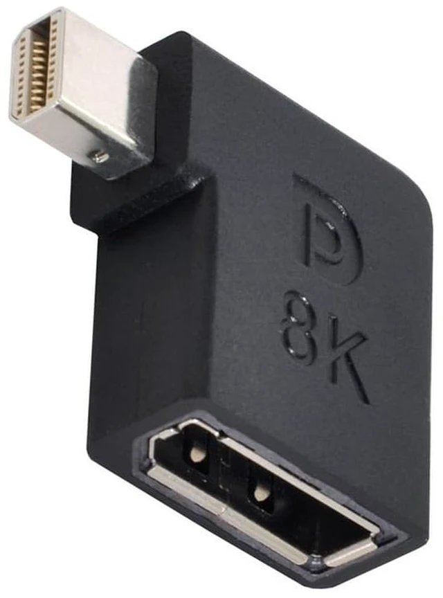 Main image of Mini DisplayPort 1.4 Male to DP Female Angled Adapter Ultra-HD UHD for Video PC Laptop Monitor 8K 60hz 4K 144hz 7680 * 4320 High-Speed Bandwidth