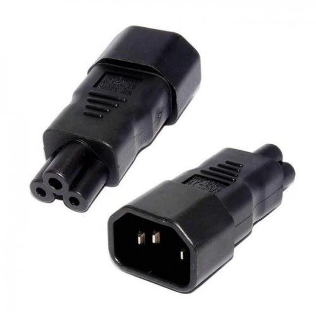 Alt view image 2 of 6 - IEC 320 Adapter 3 Poles Socket C14 to Cloverleaf Plug Micky C5 Straight Extension Power Adapter