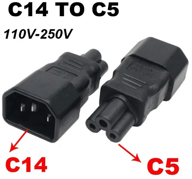 Alt view image 6 of 6 - IEC 320 Adapter 3 Poles Socket C14 to Cloverleaf Plug Micky C5 Straight Extension Power Adapter