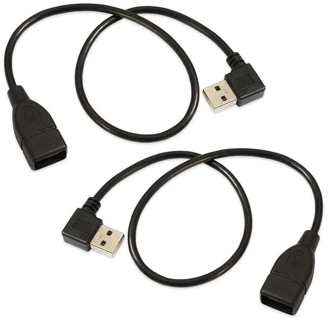 Main image of 2pcs/Set Type USB 2.0 Type-A Male Left & Right Angled to USB Female 90 Degree Type Extension Cable 40cm