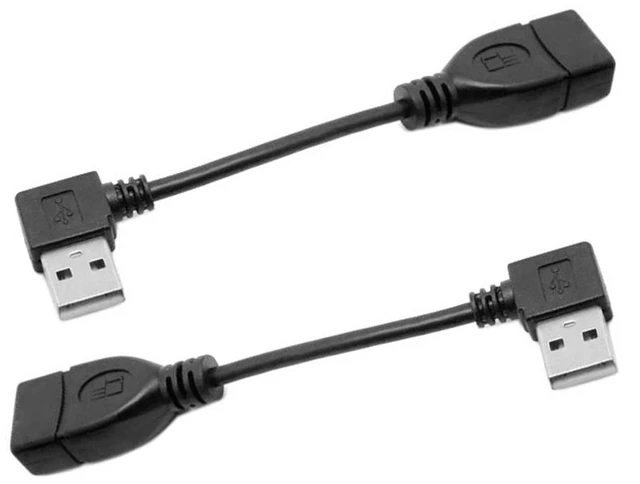 Main image of 2pcs/Set Type USB 2.0 Type-A Male Left & Right Angled to USB Female 90 Degree Type Extension Cable 10cm