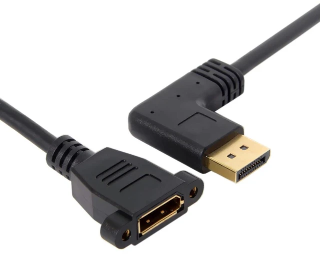 Alt view image 7 of 7 - DisplayPort Display Port Male to Female 90 Degree Left Down Angled Extension Cable