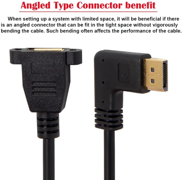 Alt view image 6 of 7 - DisplayPort Display Port Male to Female 90 Degree Left Down Angled Extension Cable
