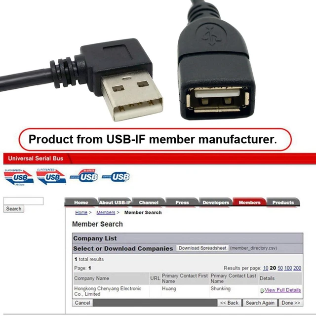 Alt view image 3 of 7 - Type USB 2.0 Type-A Male Right Angled to USB Female 90 Degree Type Extension Cable 20cm