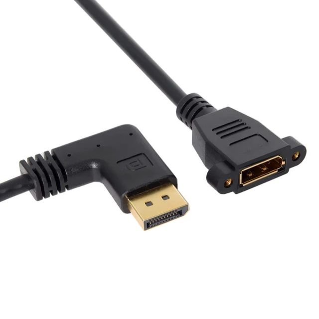 Alt view image 7 of 7 - DisplayPort Display Port Male to Female 90 Degree Right Down Angled Extension Cable