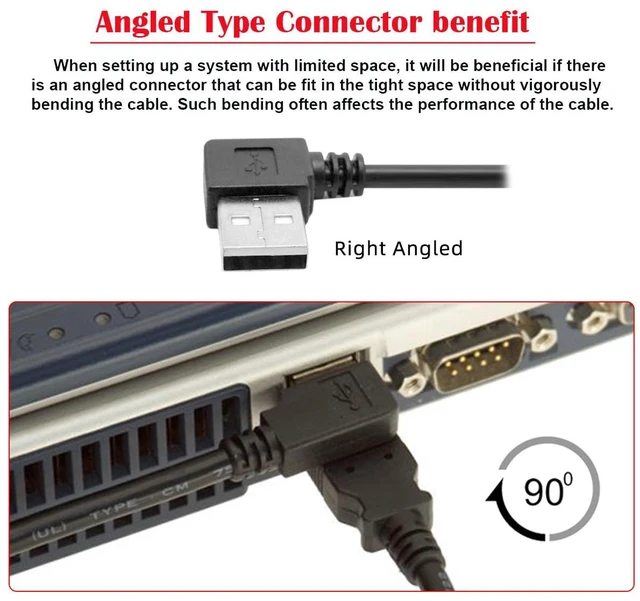 Alt view image 5 of 7 - Type USB 2.0 Type-A Male Right Angled to USB Female 90 Degree Type Extension Cable 20cm
