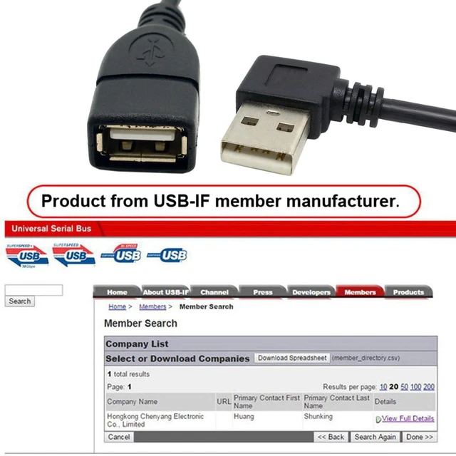 Alt view image 2 of 7 - Type USB 2.0 Type-A Male Left Angled to USB Female 90 Degree Type Extension Cable 40cm