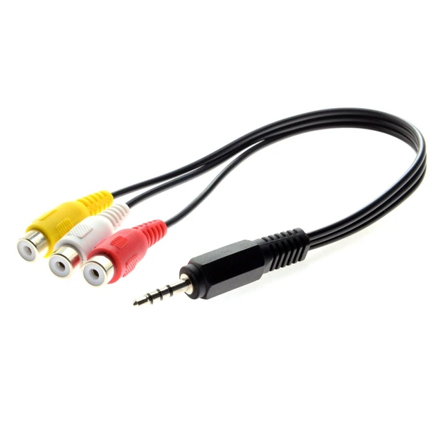 Alt view image 4 of 6 - 3.5mm 1/8" Male Stereo Car AUX to 3 RCA AV Female Cord Audio Video Composite Cable 20cm