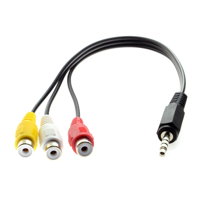 Alt view image 3 of 6 - 3.5mm 1/8" Male Stereo Car AUX to 3 RCA AV Female Cord Audio Video Composite Cable 20cm