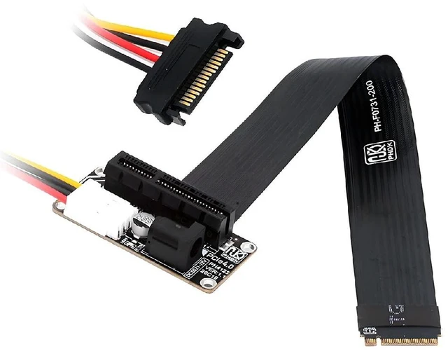 Main image of M.2 M-Key NVMe NGFF to Up Angled PCI-E X1 X4 X8 X16 Cable Graphics Card Extension Adapter PCI-Express for M2 2260 2280