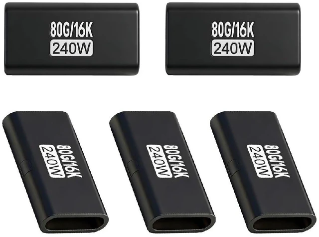 Main image of 5pcs/lot 240W 80Gbps USB5.0 Female to Female Extension Adapter with 16K 8K 5K Output Compatible with USB4.0 Thunderbolt3/4/5