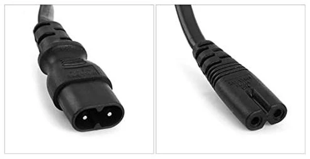 Alt view image 6 of 6 - IEC 60320 C8 Plug to C7 Receptacle Male to Female Extension Power Supply Main Adapter Cable 30cm