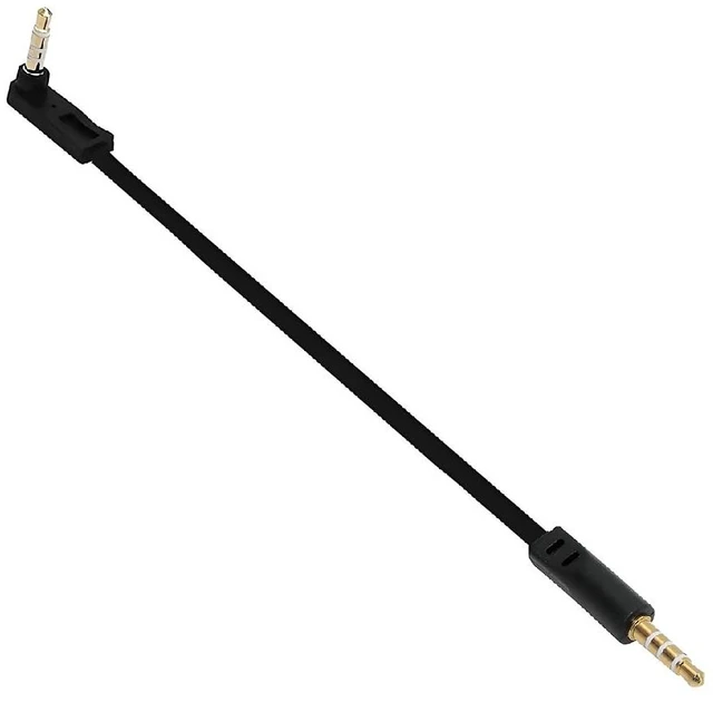 Main image of AUX 3.5mm 4 Poles Audio Stereo Cable Ultra Slim Flat Extension Speaker Male to Male 90 Degree Right Angled 15cm