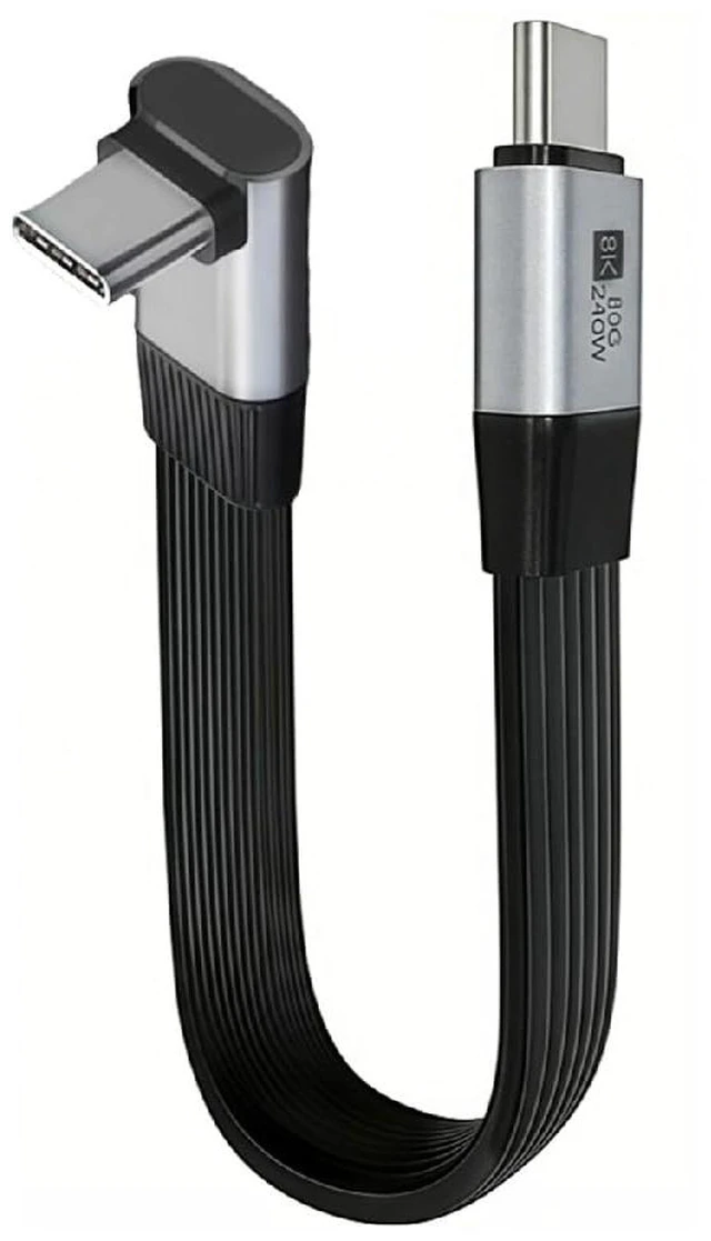 Main image of USB5.0 80Gbps Flat Slim FPC Male to Male 240W 16K 8K 60Hz 5K Extension Cable Up Angled 90 Degree 20cm Compatible with 40Gbps USB4.0 Thunderbolt3/4/5