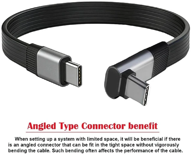 Alt view image 5 of 7 - USB5.0 80Gbps Flat Slim FPC Male to Male 240W 16K 8K 60Hz 5K Extension Cable Up Angled 90 Degree 20cm Compatible with 40Gbps USB4.0 Thunderbolt3/4/5